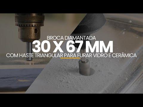 Serra Copo Ou Broca Diamantada de 30 X 67 Mm Com Haste Triangular Para Furar Vidro E Cerâmica Mtx