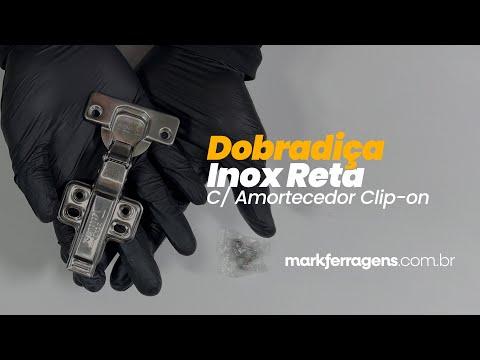 Dobradiça Renna 35 Mm Aço Inox Reta Com Amortecedor Slide-on