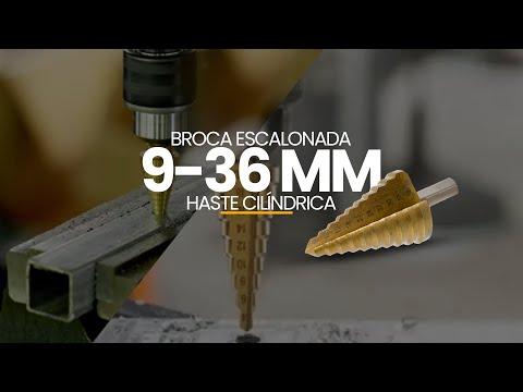 Broca Escalonada de 9 A 36 Mm Em Aço Rápido Revestida de Titânio Com Haste Cilíndrica Para Chapa de Metal Ctm-50709036 Ctpohr