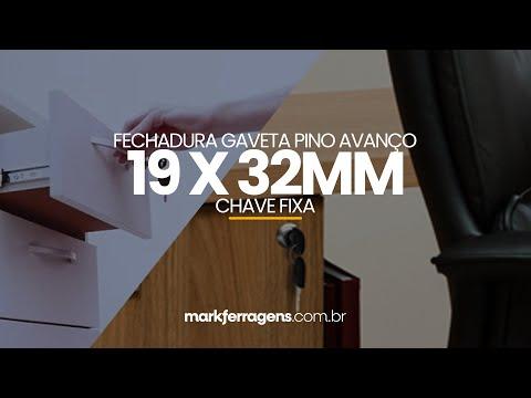 Fechadura Gaveta Pino Avanço Tambor D19mm X 32mm Chave Fixa