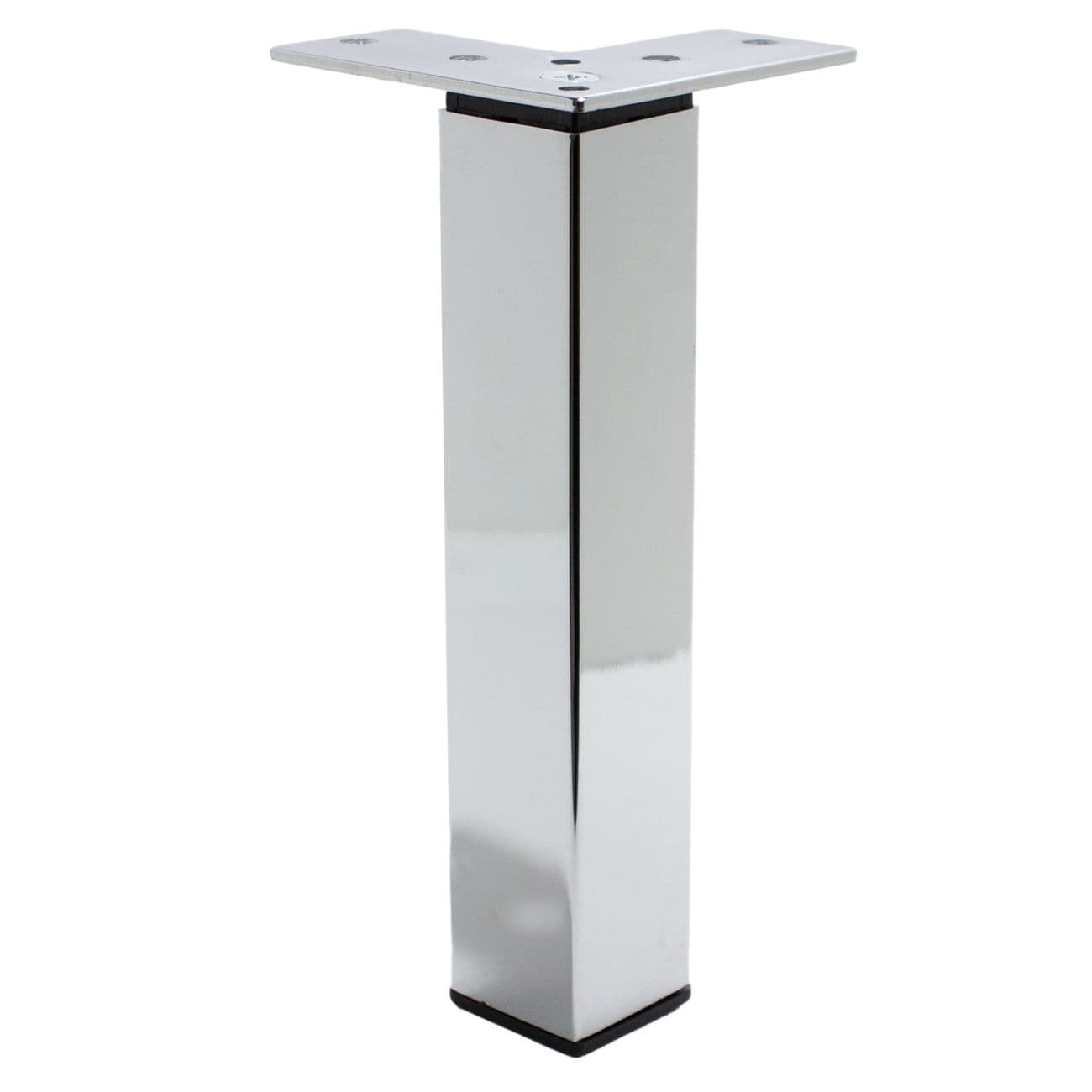 Pé Quadrado Fixo de Aço Cromado Cromado de 20 Cm Para Armário Archi