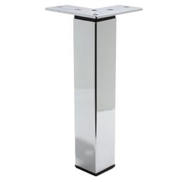 Pé Quadrado Fixo de Aço Cromado Cromado de 20 Cm Para Armário Archi