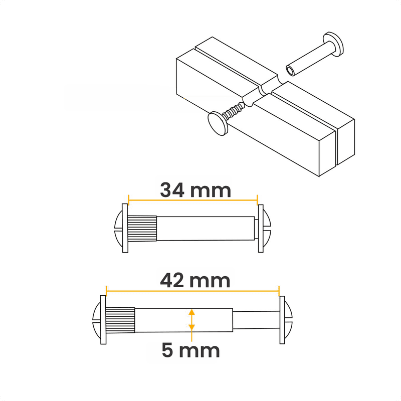 Parafuso União Flangeado Ø 5 X 34 Mm Fechado E 42 Mm Aberto