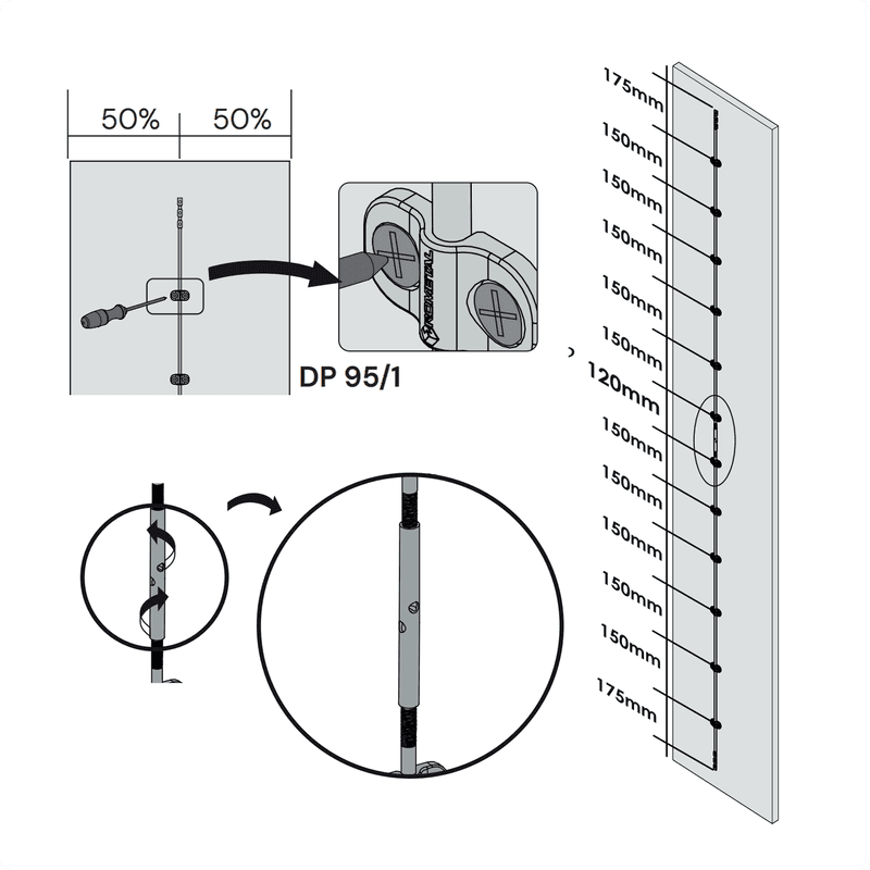 Desempenador Sobreposto Para 2 Portas de Madeira Dp 95 Rometal