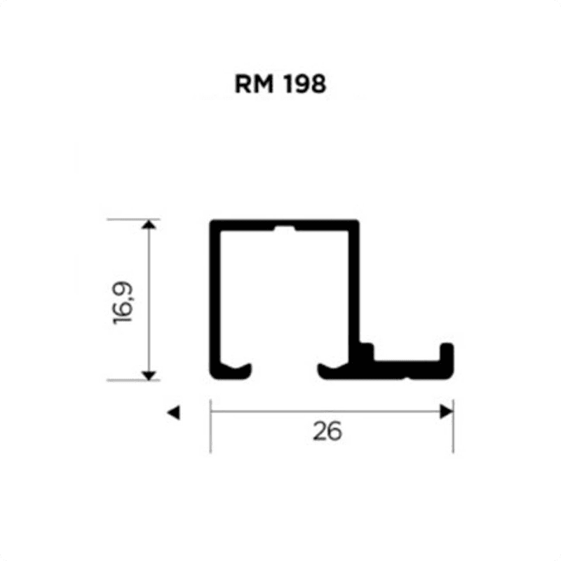 Trilho Superior Para Móveis Rm-198 Al - 2 Barras de 3 Metros