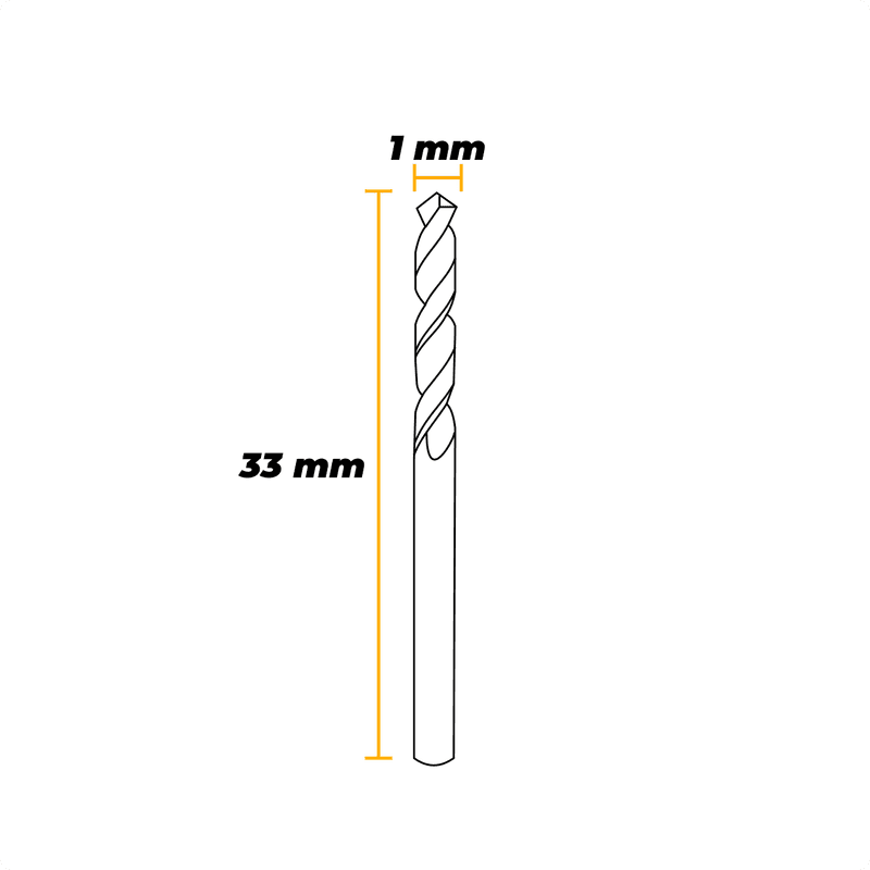 Broca de Aço Rápido Diâmetro 1 Mm Para Furadeira - Kit Com 10 Peças