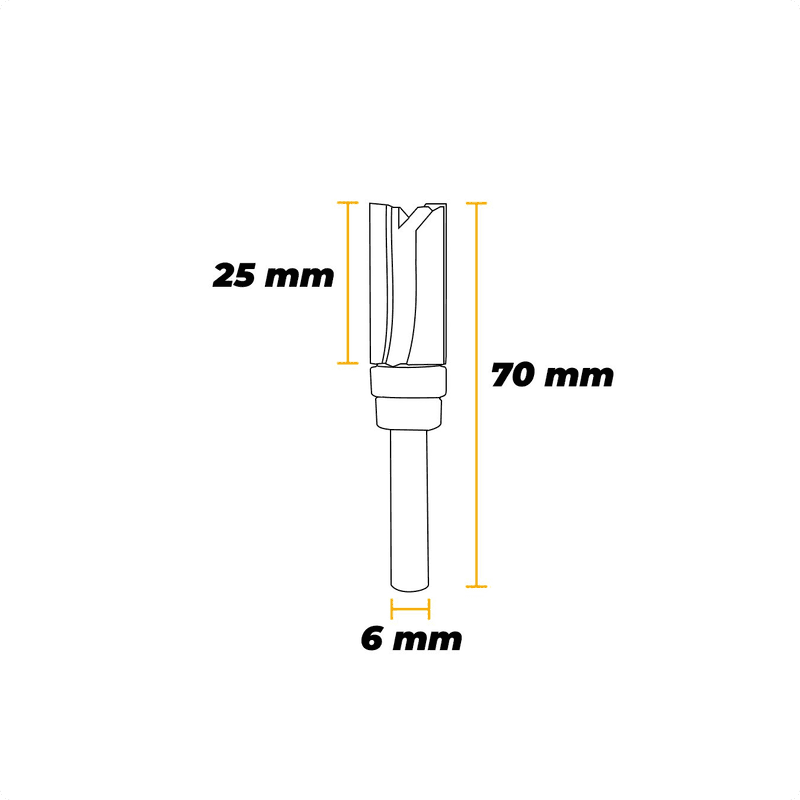 Fresa Tupia Manual Haste 6mm Corte 25mm Com Rolamento