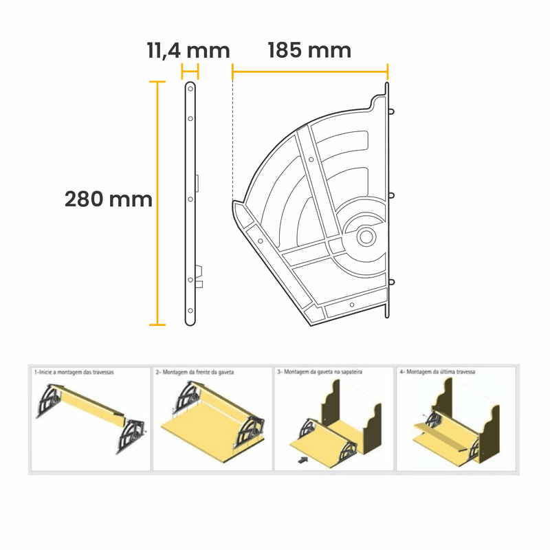 Kit Guia de Sistema Articulador Duplo Branco Para Sapateira Bigfer