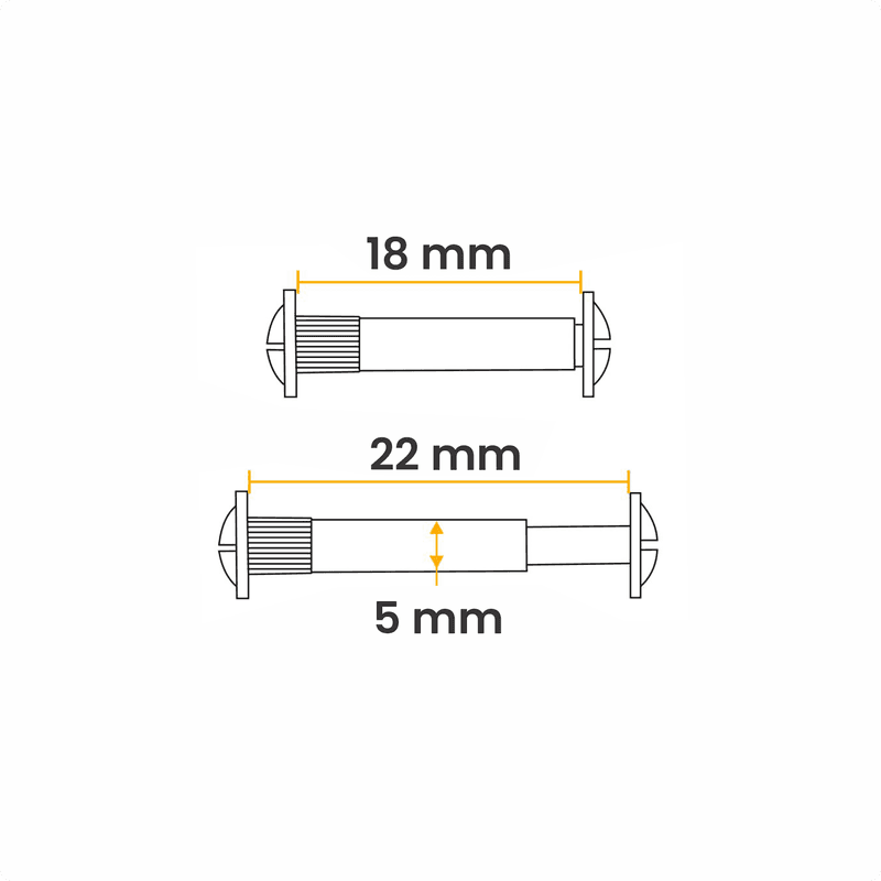 Parafuso União Cabeça Chata Ø 5 X 18 Mm Fechado E 22 Mm Aberto