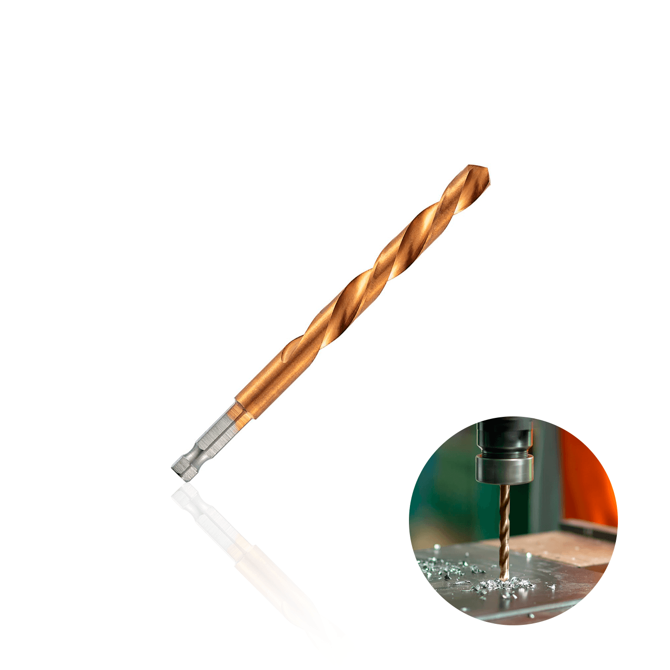 Broca de 7,5 X 109 Mm Em Aço Rápido Revestida de Titânio Com Haste Sextavada Para Metal Mtx
