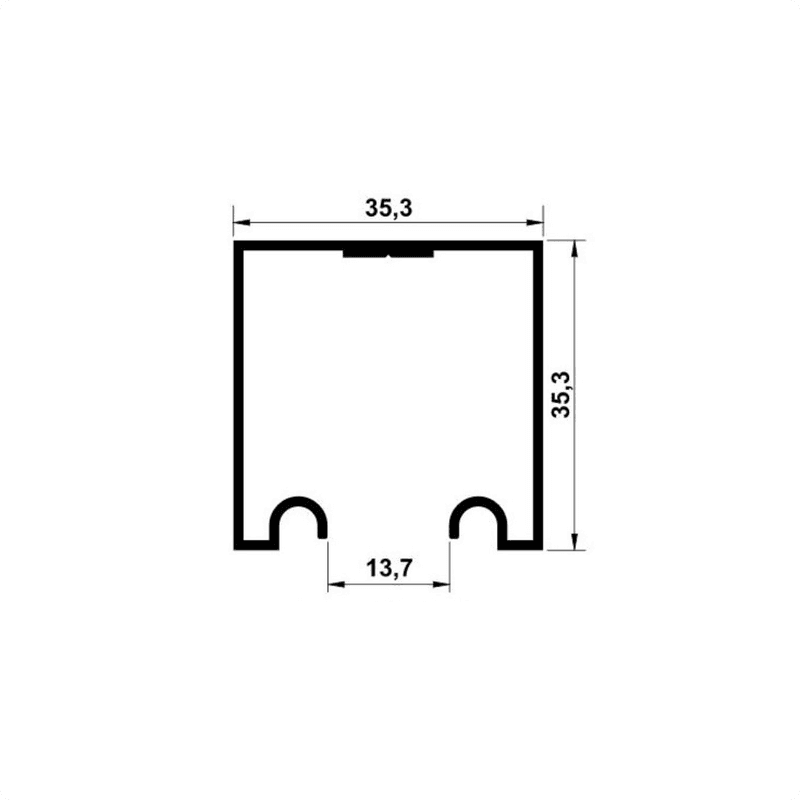 Trilho Para Porta de Correr 35 X 35 Mm Branco 2 Metros