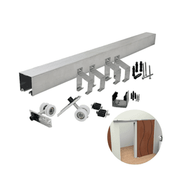 Kit Para Porta de Correr 35 X 35 Mm Natural 2r Com Trilho de 2 Metros Rodinato