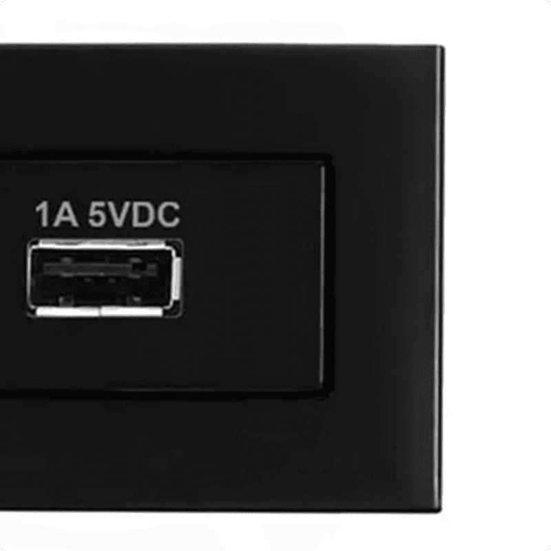 Tomada Usb Preta Para Embutir Em Móveis Com Fonte Usb 1a 5v Original