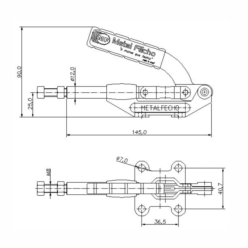 Grampo Torpedo De Alta Resistência Regulável De Borracha Altura 90 Mm