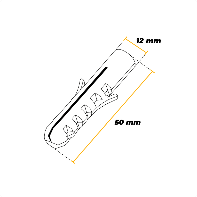 Bucha Parede Tradicional 12 Mm X 60 Mm Nylon - 250 Unidades