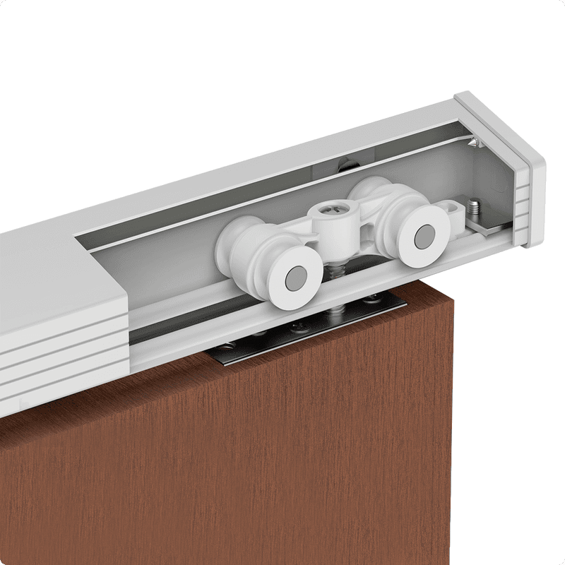 Kit Para Porta de Correr Com Fixação Oculta Branco 4r Com Trilho de 160 Cm Rodinato