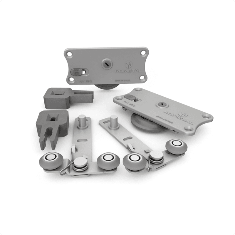 Kit Sistema Para Porta de Correr Ro47 Com Guia Mola 4025 Rometal