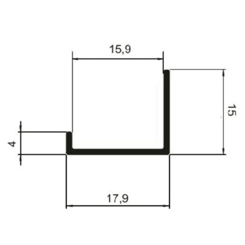 Perfil Testeria Em Anodizado de Encaixe de 15mm Rm123 Rometal