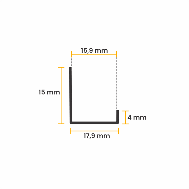 Perfil Testeria Em Anodizado de Encaixe de 15mm Rm123 Rometal