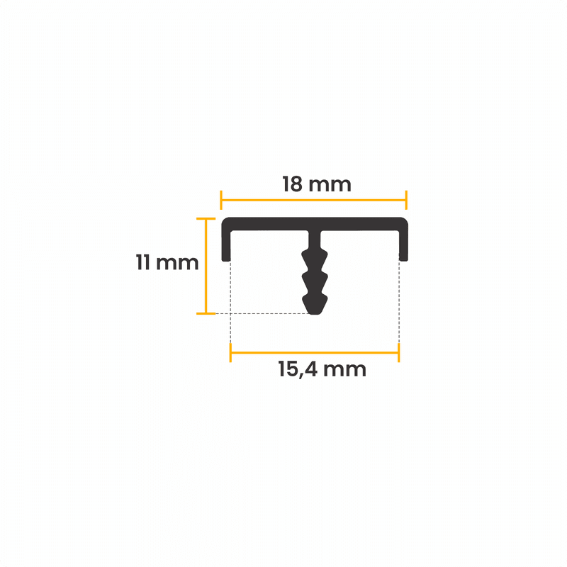 Perfil Testeria Em Anodizado de Encaixe Rasgo de 15mm Rm097 Rometal