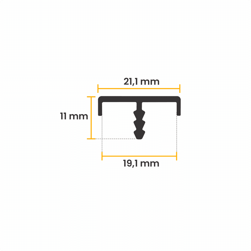 Perfil Testeria Em Anodizado de Encaixe Rasgo de 18mm Rm095 Rometal