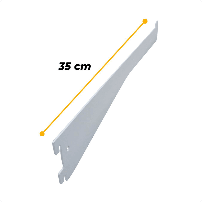 Suporte Branco de 35 Cm Sem Aba Para Trilho Cremalheira