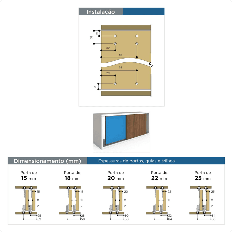 Kit Para Porta de Correr Ro21 2210 Rometal