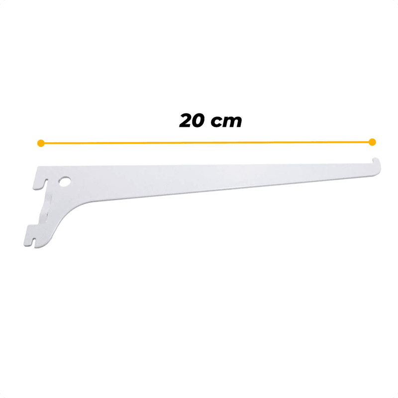 Suporte Branco de 20 Cm Sem Aba Para Trilho Cremalheira