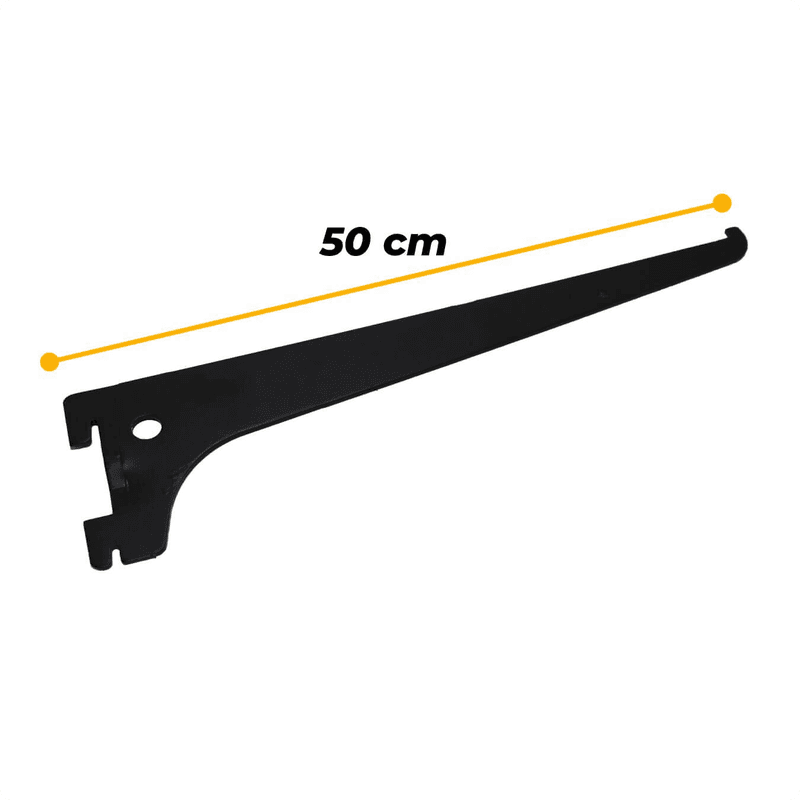 Suporte Preto de 50 Cm Sem Aba Para Trilho Cremalheira