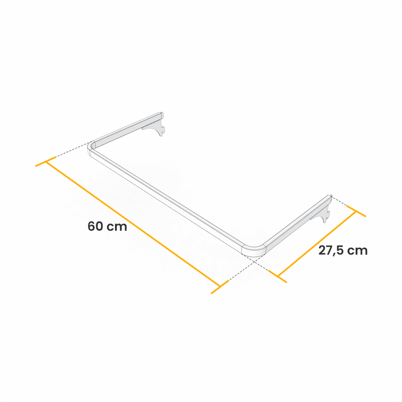 Cabideiro Modular Arara Branco Para Closet 60 X 27,5 Cm de Cremalheira Mo0005