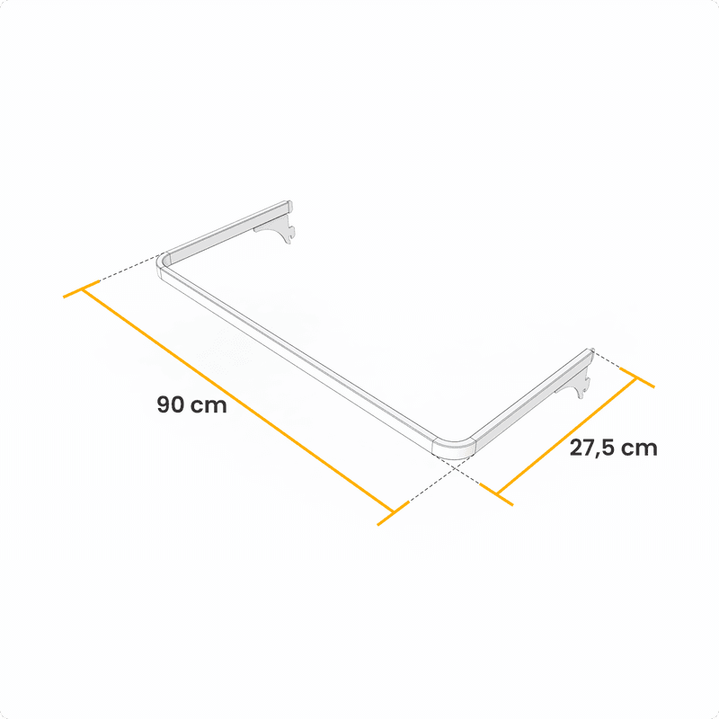 Cabideiro Modular Arara Branco Para Closet 90 X 27,5 Cm de Cremalheira Mo0007