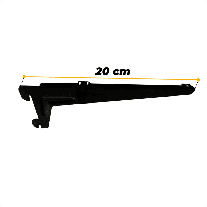 Suporte Preto de 20 Cm Com Aba Para Trilho Cremalheira