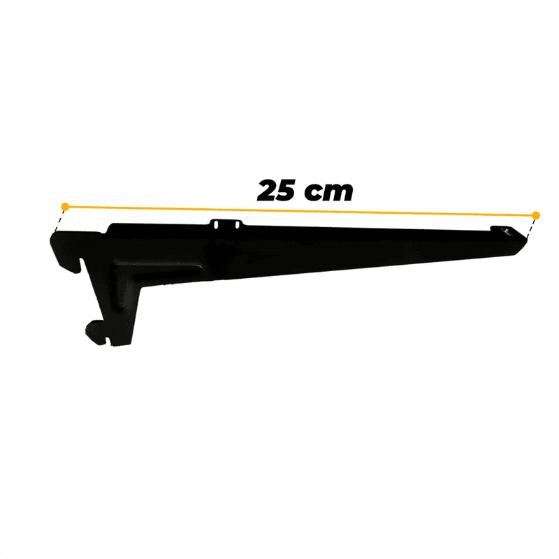 Suporte Preto de 25 Cm Com Aba Para Trilho Cremalheira