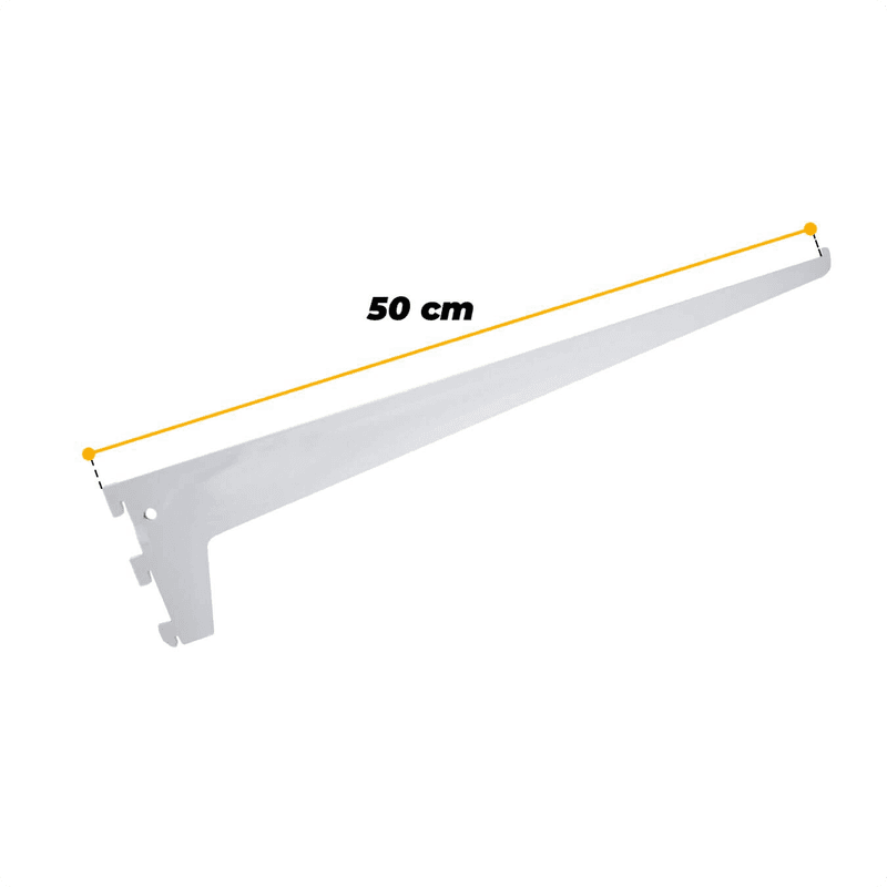 Suporte Branco de 50 Cm Sem Aba Para Trilho Cremalheira