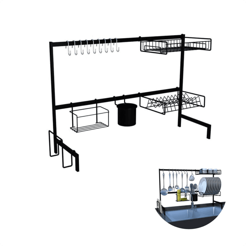 Kit Escorredor de Cozinha Elegance Preto 82cm Or0012