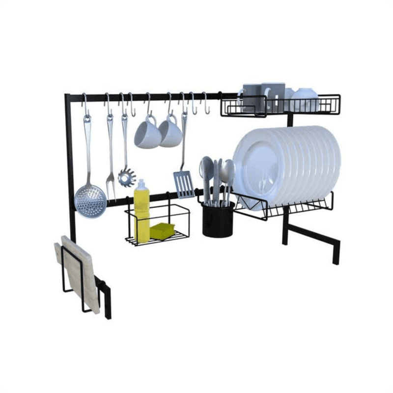 Kit Escorredor de Cozinha Elegance Preto 82cm Or0012