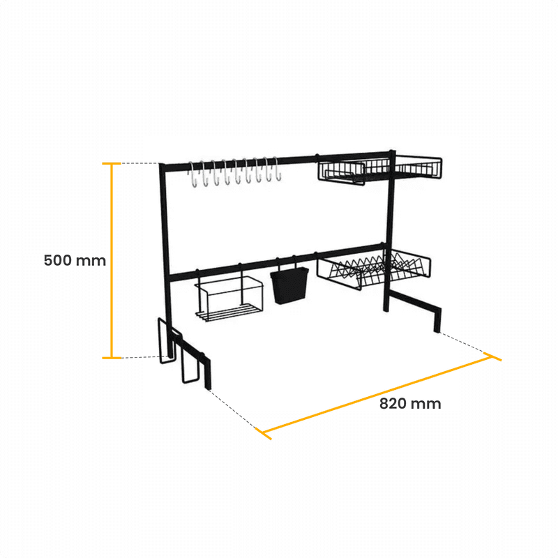 Kit Escorredor de Cozinha Elegance Preto 82cm Or0012