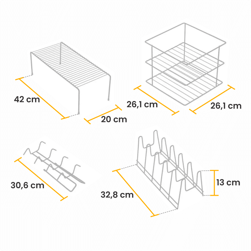 Kit Organizador Branco de Utensílios de Armário Para Cozinha Bal003