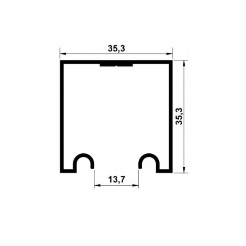 Trilho Para Porta de Correr 35 X 35 Mm Preto 2 Metros