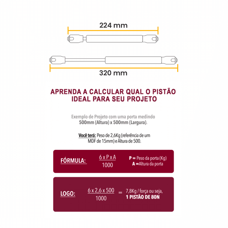 Pistão Standard A Gás Força Normal 200 Newtons F1091 Hardt