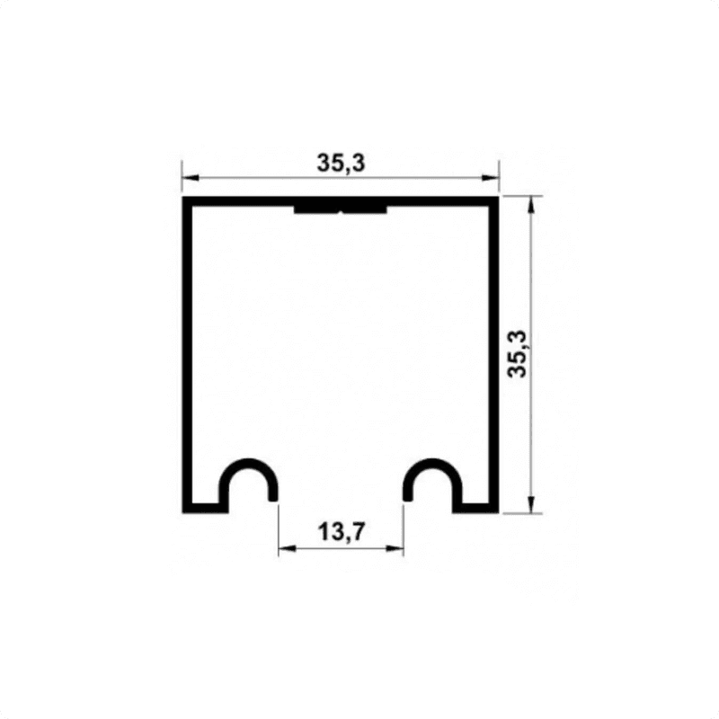 Trilho Para Porta de Correr 35 X 35 Mm Natural Dmt