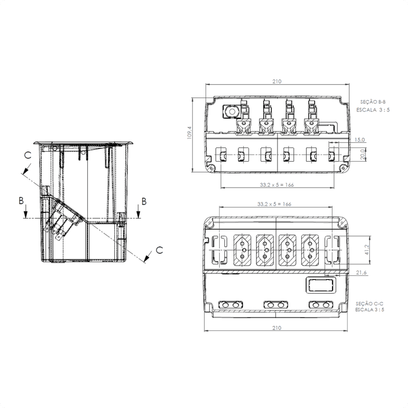 Tomada Para Mesa E Painel 6 Modulo 20a E 4 Conector Cat5e Branco