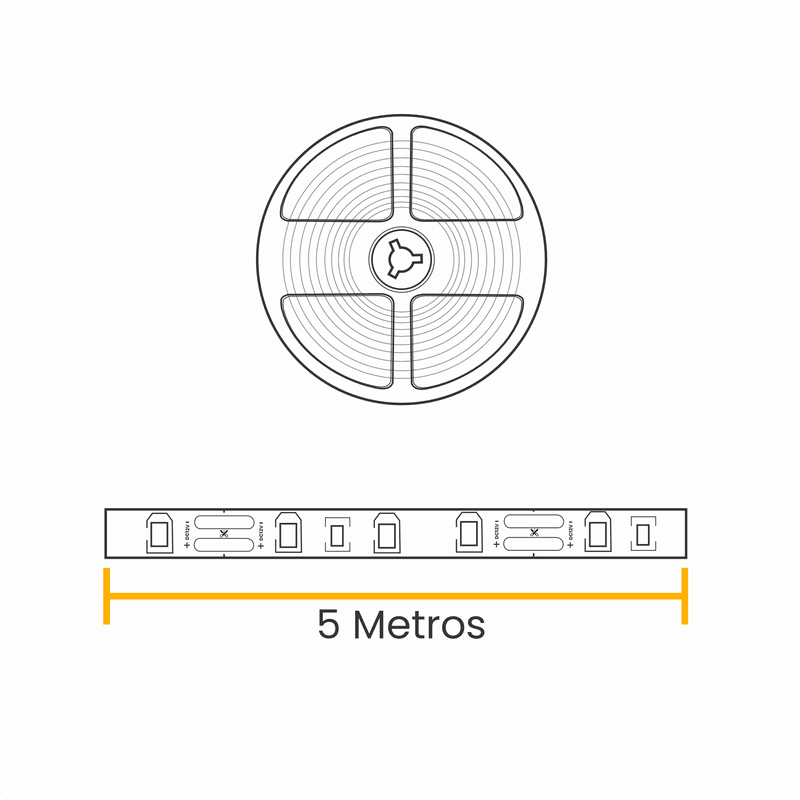 Fita de Led Branco Quente 3000k Rolo Com 5 Metros 2835