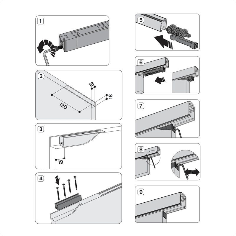 Guia Embutido Para Sistema de Porta de Correr Fe9009 Rometal