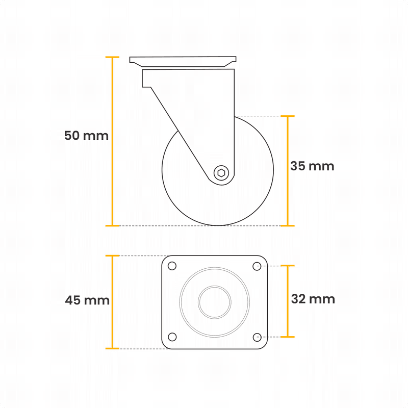 Rodízio Ou Rodinha de Silicone Transparente de 35mm Sem Trava Mk