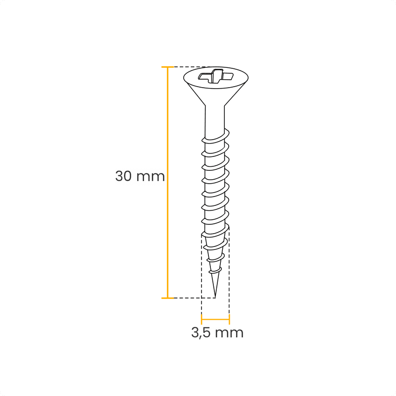 Parafuso Mk 3,5 X 30 Mm Chipboard Cabeça Chata Cx 500