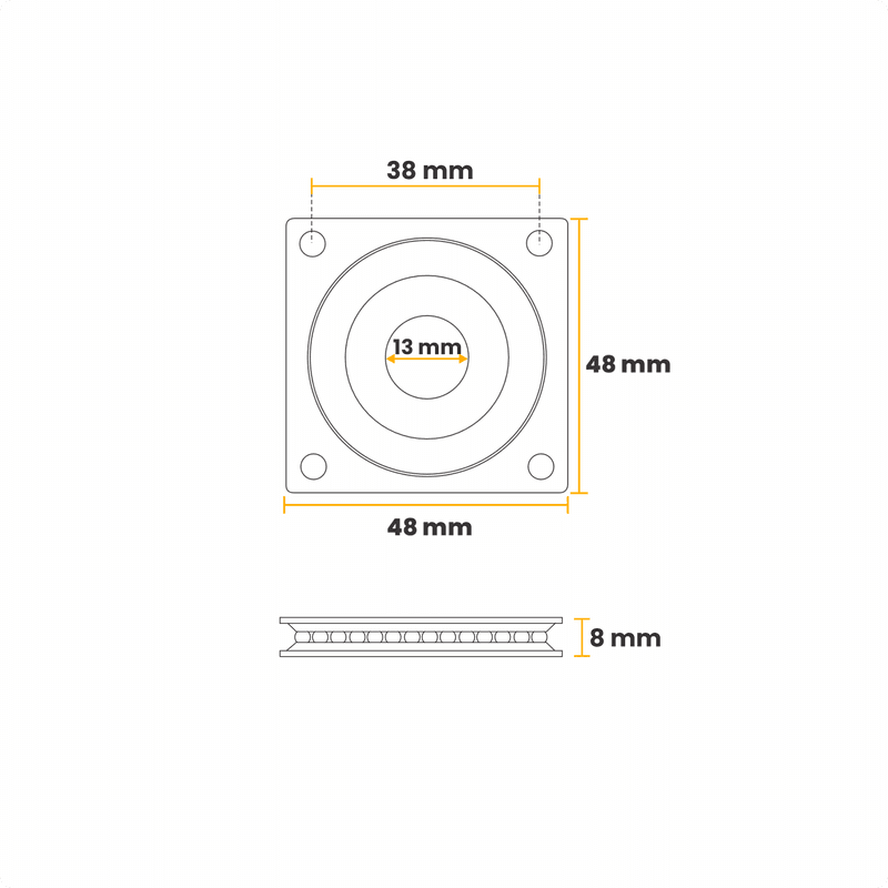 Rodizio Prato Giratório Em Aço 48 X 48 Mm Mk