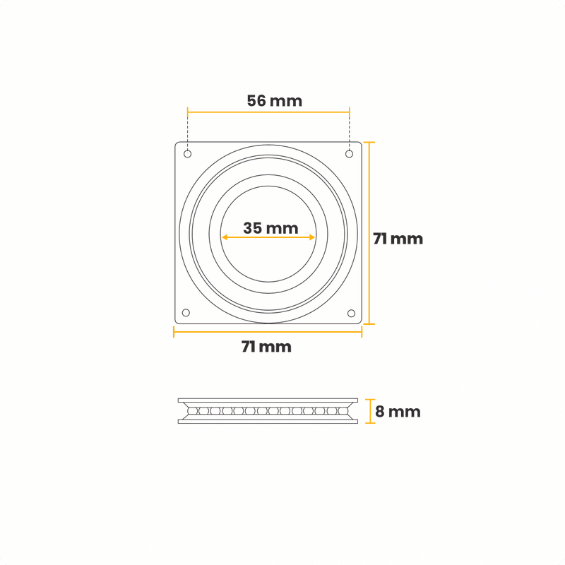 Rodizio Prato Giratório Em Aço 71 X 71 Mm Mk