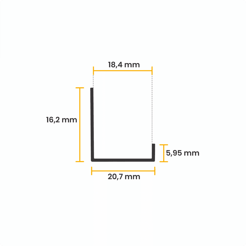 Perfil Testeria Preto de Encaixe de 18mm 6035 Dmt