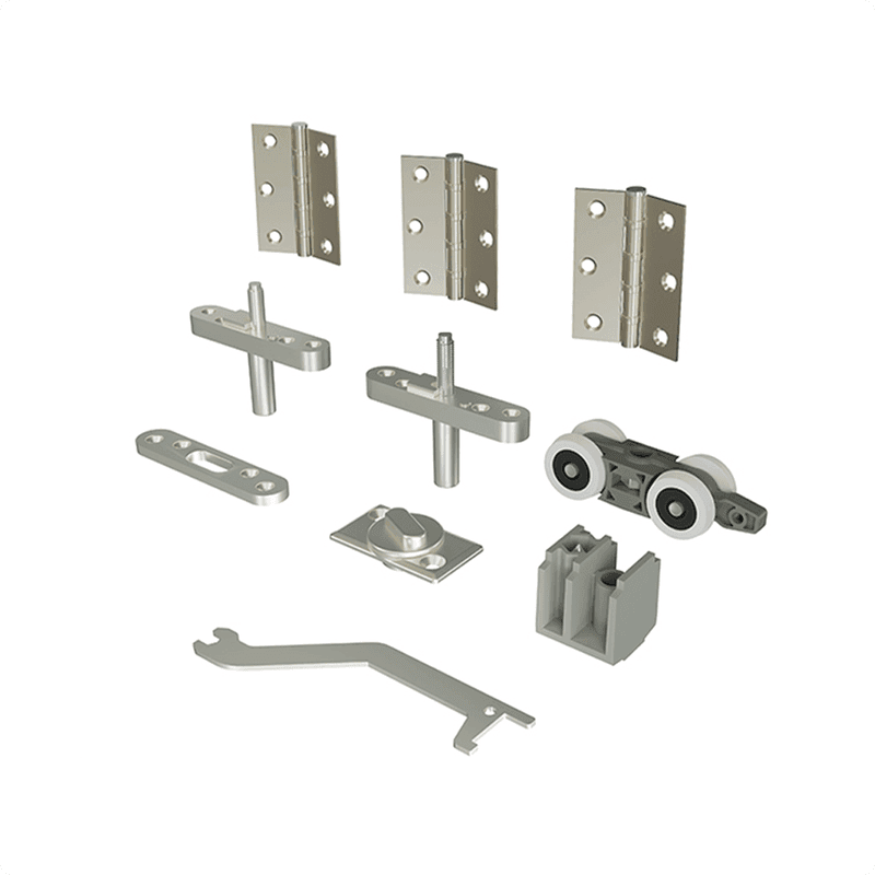 Kit Sistema Articolato Sanfonado Pivô 2 Folhas Com Dobradiça Padrão Rometal